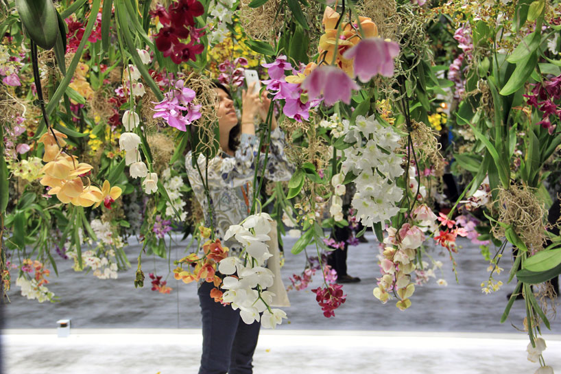 teamlab suspends floating flower garden at maison et objet