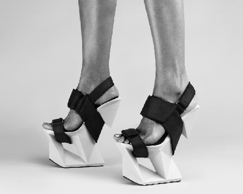 united nude 3D prints high heels resembling an ice block