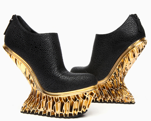 francis bitonti generates gold-plated 3D printed shoes for united nude