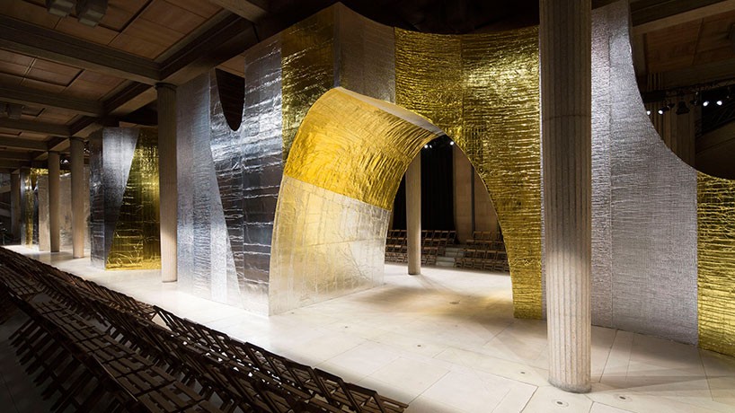 AMO invades palais d'iéna with metallic ruin for miu miu's SS16 women's show