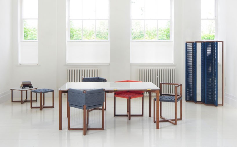bureau de change uses slotting system and weaving in furniture series for efasma