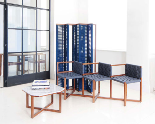 bureau de change uses slotting system and weaving in furniture series for efasma