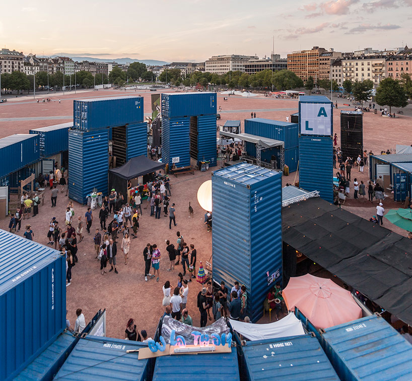 bureau A models BIG shipping container art space after stonehenge