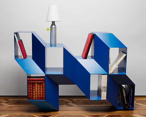lebanese designer charles kalpakian uses optical illusions to form rocky shelves