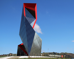 daniel libeskind clads faceted sculpture with casalgrande padana's porcelain stoneware tiles