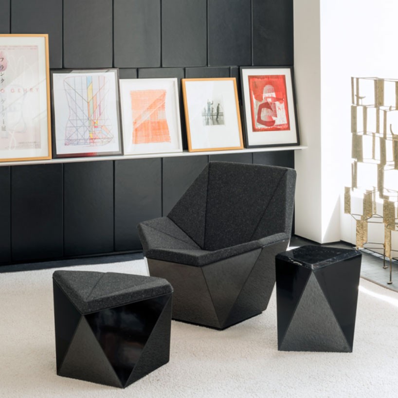 david adjaye sculpts prism collection of faceted lounge furniture for knoll