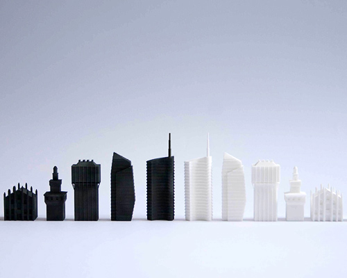 david chiesa references milanese skyline to create 3D-printed chess set