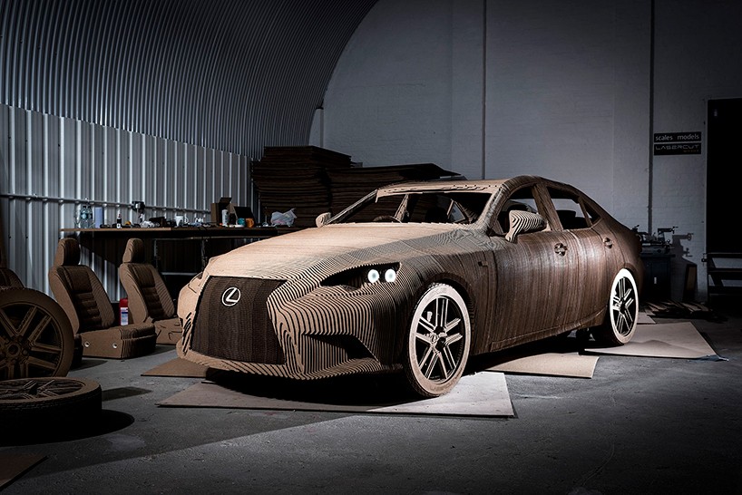 LEXUS and lasercut works craft hand-assembled drivable cardboard car