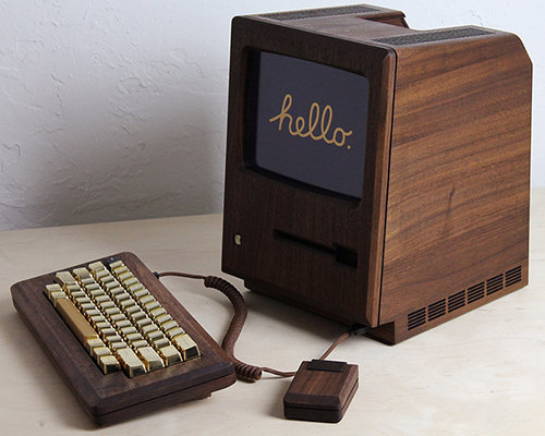the golden apple by love hultén replicates the classic macintosh in a walnut finish