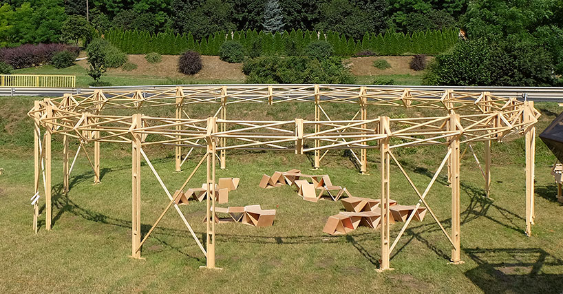 mazzocchio pavilion martial marquet nicolas polaert hello wood festival designboom