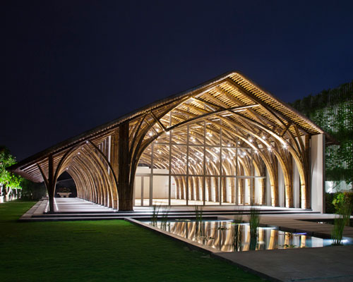 vo trong nghia constructs conference hall using two types of bamboo in vietnam
