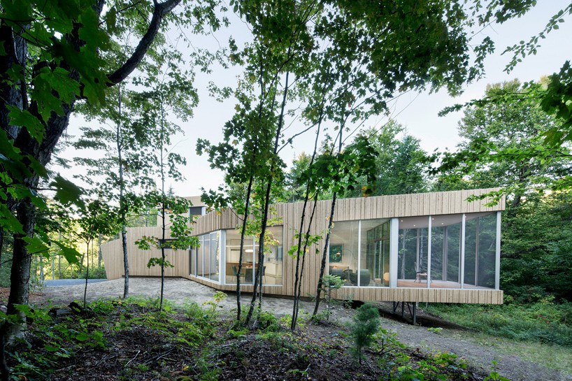 paul bernier's timber dwelling winds through the canadian woodland