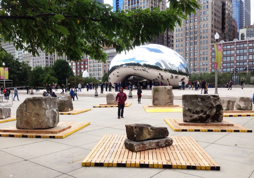 kunlé adeyemi sources natural limestone rocks for lakefront kiosk in chicago