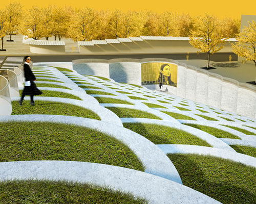 dror envisions rising grass-covered disks for seoul share square