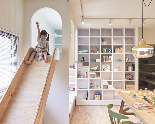HAO design's apartment renovation in taiwan includes a children's slide