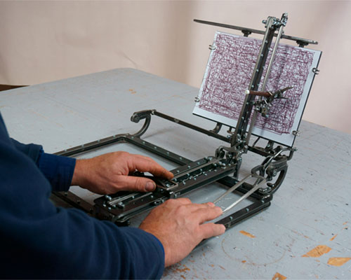 adam garnek forms experimental steel sketchpad machine
