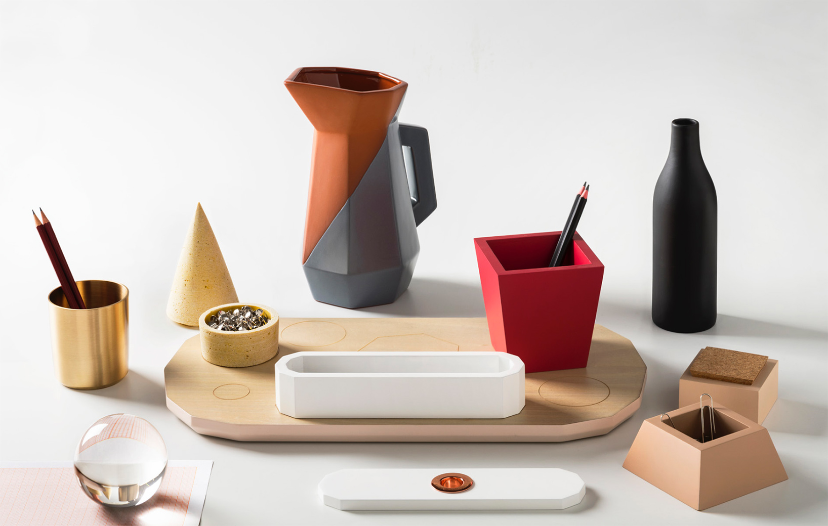 antonio aricò composes still alive set of desk-organizing objects for seletti