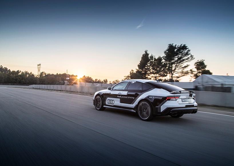designboom tests the accuracy of AUDI’s improved autonomous RS 7 in barcelona