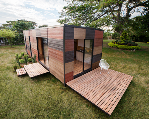 colectivo creativo clads VIMOB modular home in textural earthy hues