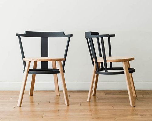drill design reimagines the traditional windsor chair with an offset version