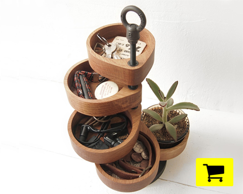 hitonari works creates a spiraling jewelry organizer for the home