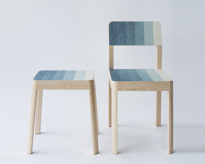 kazuya koike applies textile-dyeing technique to plywood seating series