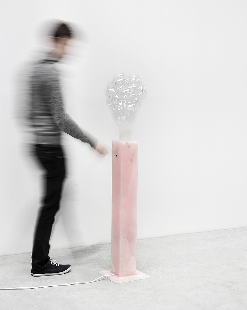 mathieu lehanneur forms pink onyx + blown glass S.M.O.K.E lamp for design miami/