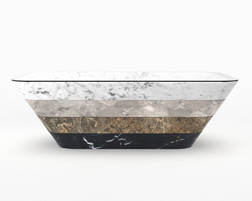 studio deFORM stacks stone from four italian sites to realize lithosphere coffee table