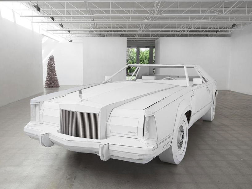 shannon-goff-lincoln-continental-cardboard-miles-to-empty-susanne-hilberry-gallery-designboom-15