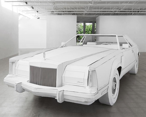 shannon goff recreates her grandfather's 1979 lincoln continental in cardboard