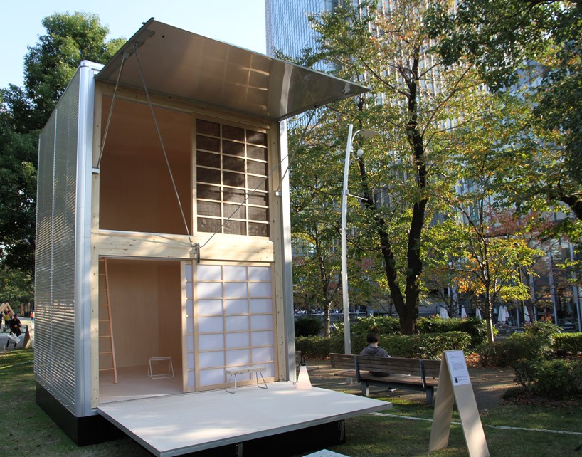 konstantin grcic rethinks aluminium truck container construction for his compact muji hut in tokyo