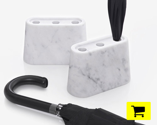 zpstudiotools shapes carrara marble to function as both umbrella stand + candle holder