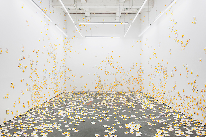 christopher chiappa fills kate werble gallery with 7,000 fried eggs