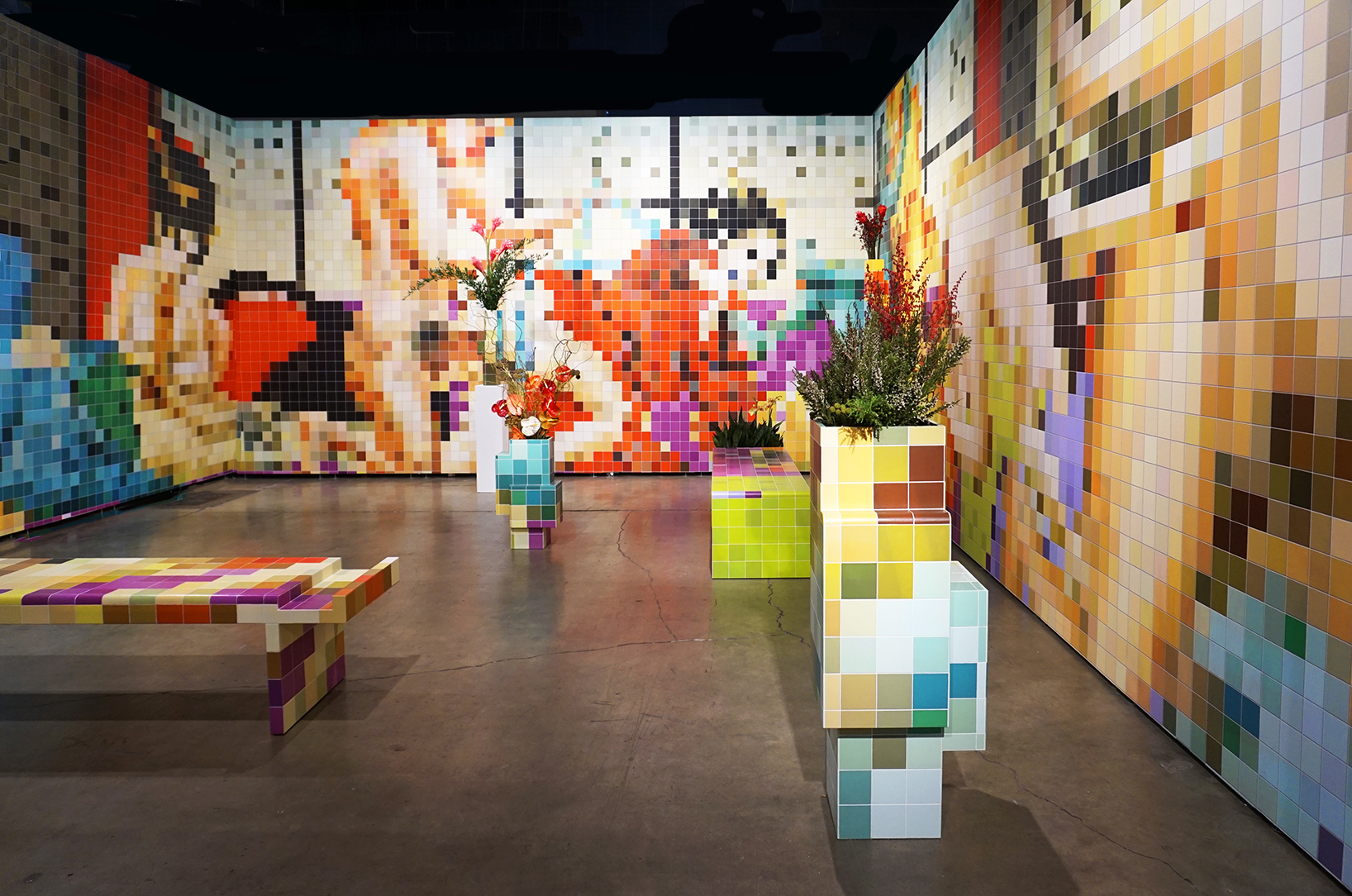 tobias rehberger tiles pixelated pornographic landscape at art basel miami beach