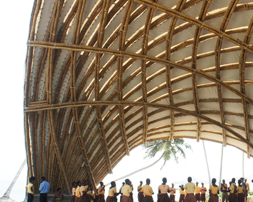 haduwa arts + culture institute in ghana protected by dynamic bamboo canopy