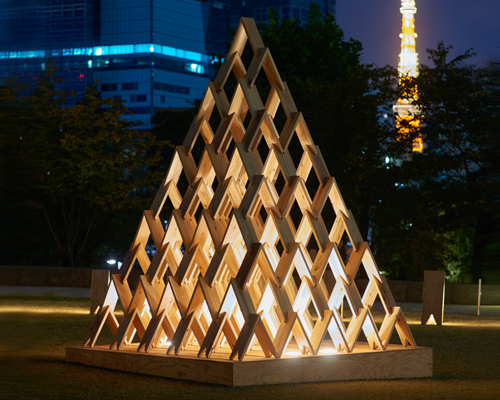 kengo kuma devises 'tsumiki', a system of stackable wooden modules