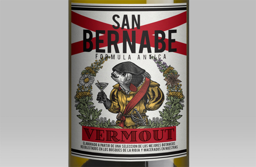 lesha limonov designs label graphic for san bernabé vermouth