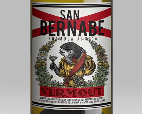lesha limonov designs label graphic for san bernabé vermouth