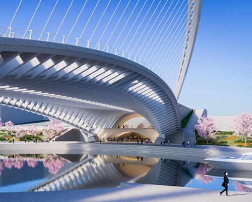 santiago calatrava plans three landmark bridges to span huashan's yangtze river canal
