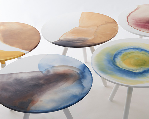 takt project utilizes natural dyes in bespoke plastic table collection