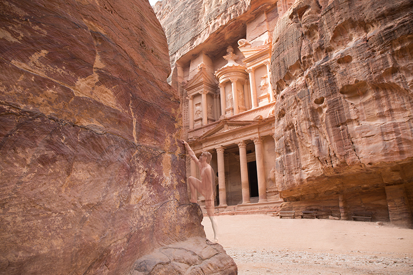 trina merry camouflages figures amongst the wonders of the world