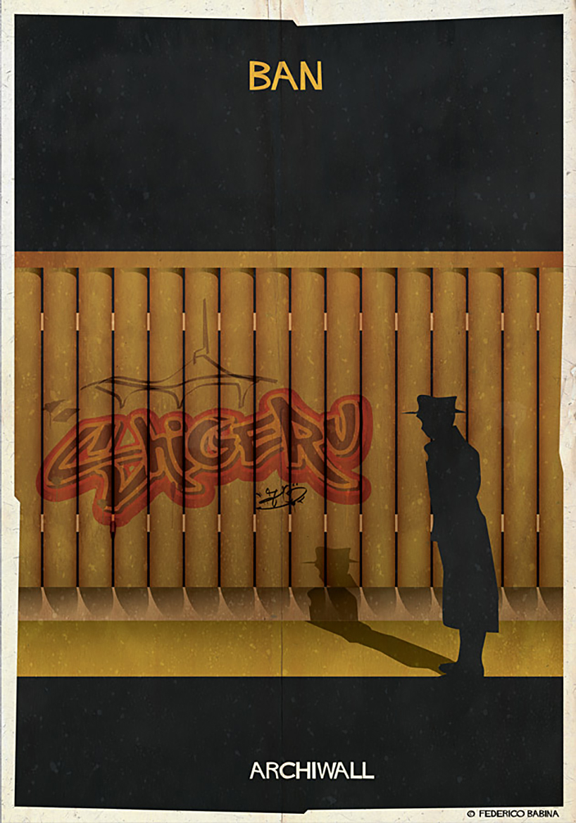 federico babina graffitis architects' names on famous building façades