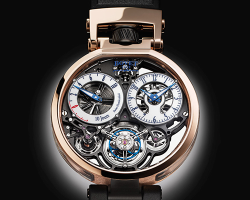 pininfarina balances clear glass with contrasting titanium and gold for bovet 1822