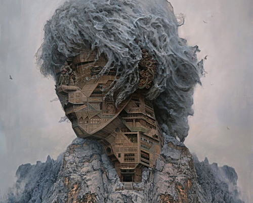 chinese artist depicts rockstars as ancient architectural monuments