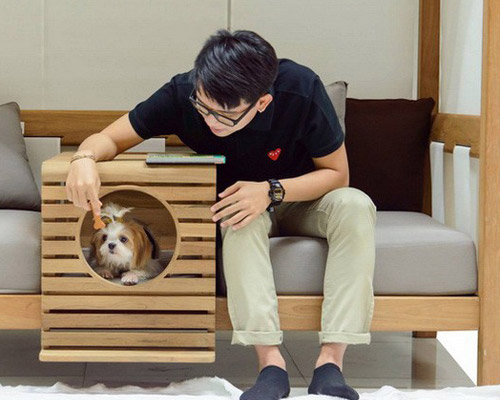 deesawat designs an outdoor seating unit that accommodates humans and their pet