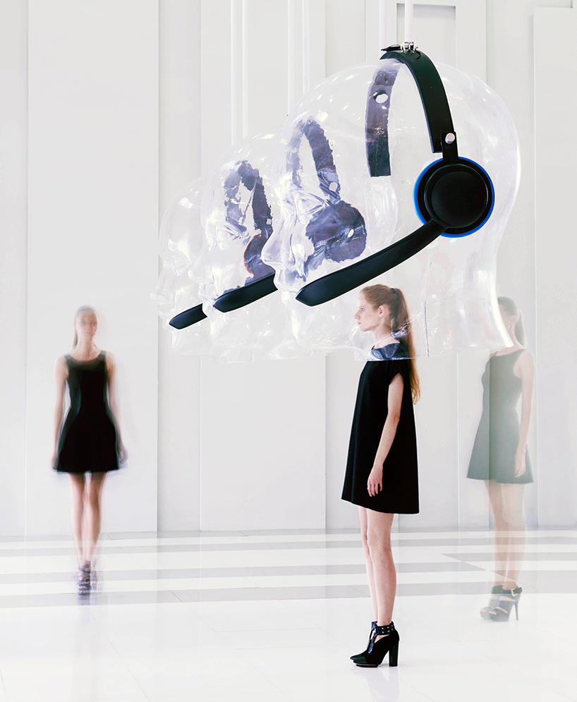 sculptural talking heads allow manila office visitors to connect with customer service