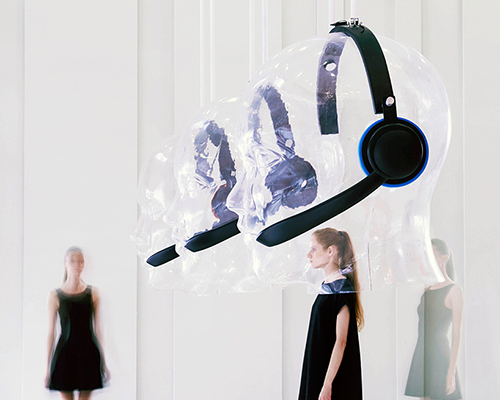 sculptural talking heads allow manila office visitors to connect with customer service