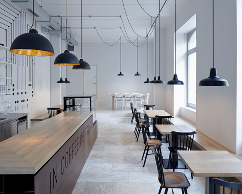 movement stimulates lighting within prague coffee shop by mimosa architekti