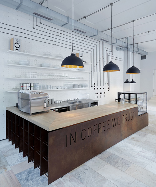 movement stimulates lighting within prague coffee shop by mimosa architekti
