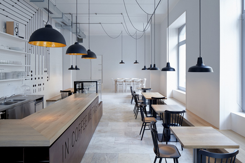 movement lighting within prague coffee shop by mimosa architekti